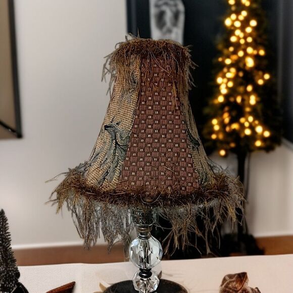 Tapestry Lamp Shade Corn Silk Fringe 9" Light Clip Bell Shaped Victorian Witchy. - Picture 12 of 16